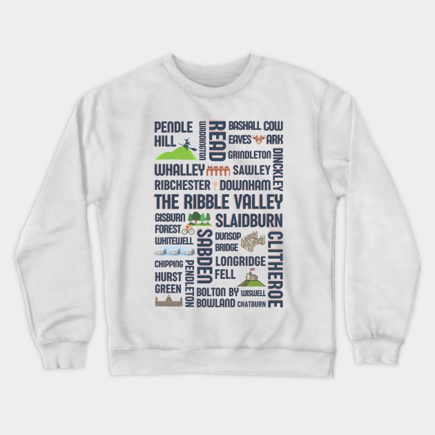 Ribble Valley - Pendle Hill - Lancashire towns - British tourism - Ex pat Crewneck Sweatshirt by OYPT design